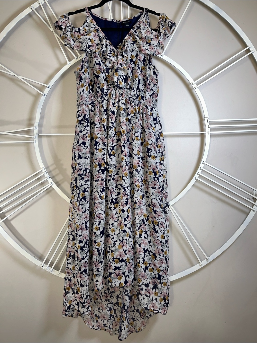I Heart Ronson Navy Floral High-Low Maxi Dress